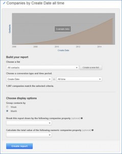 HubSpot Companies Report Create New